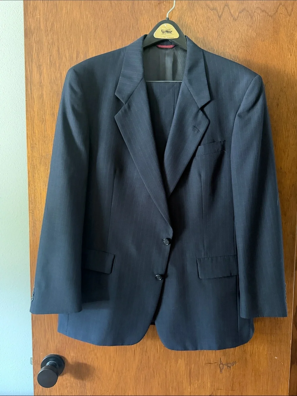 Hart Schaffner Marx Navy Pinstripe Suit Jacket and Dress Pants